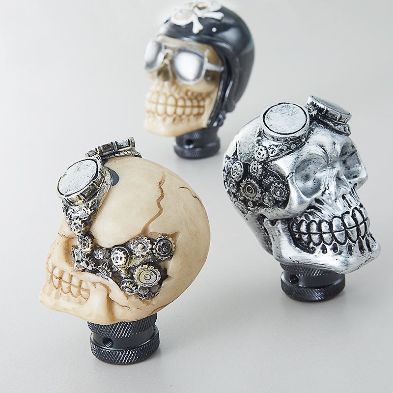 Universal Skull Head Gear Lever Gear Shifts Knob Skeleton Shape Gear Shift Knob Manual Transmission LED Light Gear Shifts Knob