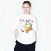Vintage Loose Matcha Croissant Tshirts Retro Aesthetic Matcha Lover T Shirt Cute Breakfast Foodie Tee Shirt Women Clothing Gift