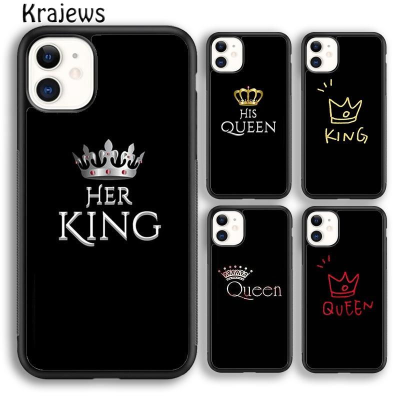 Luxury Romantic King Queen Couple Phone Case Cover For iPhone 17 Air 16 15 14 plus 11 12 13 pro max coque Fundas