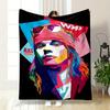 A Vibrant Geometric Portrait Featuring Vivid Colors and Angular Patterns. for All Seasons Blanket Lunch Break Throw Gift