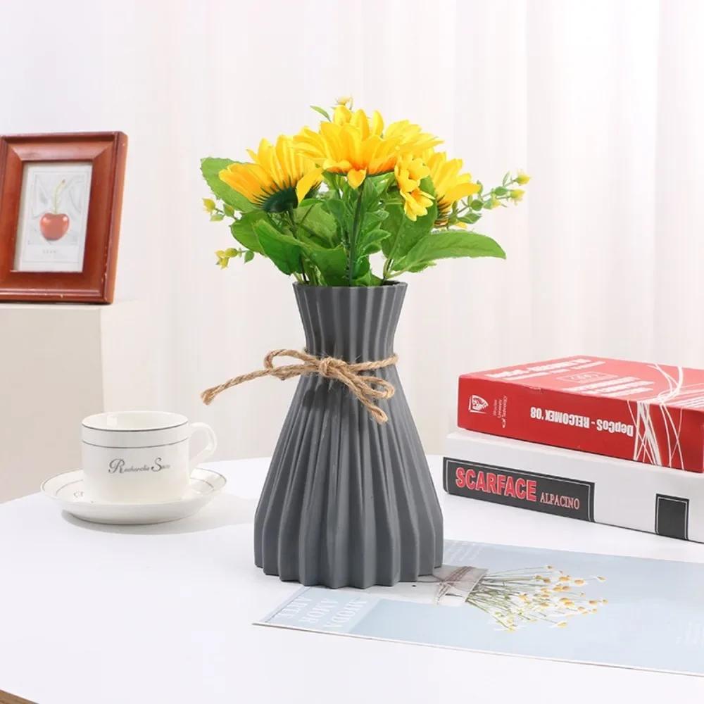 New Nordic Style Light Blue Blue Plastic Living Room Decoration Hydroponic Vase Imitation Ceramic Vase