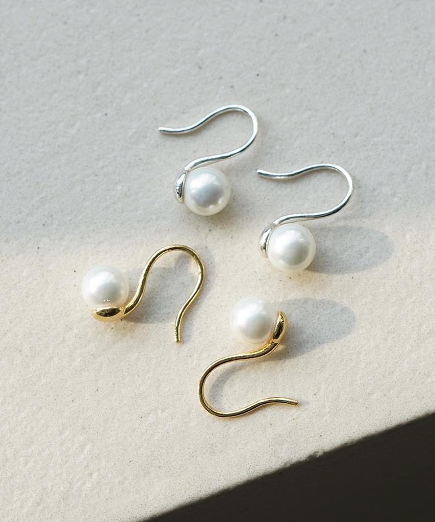 Alleun Silver 925 Hoop Pearl Earrings Nucleated Pearl 6Mm 8Mm