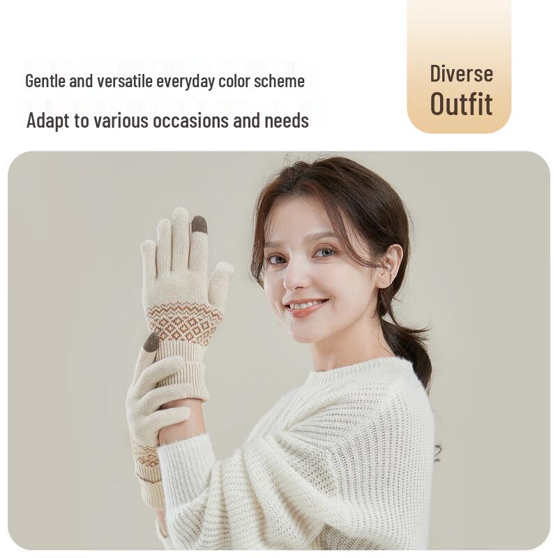 JIUMU Women's Pure Wool Touchscreen Winter Gloves
