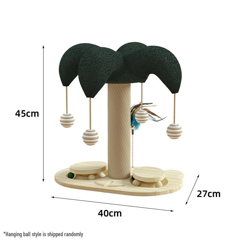 Sisal Cat Scratching Post & Tree with Elevated Board and Solid Wood Base