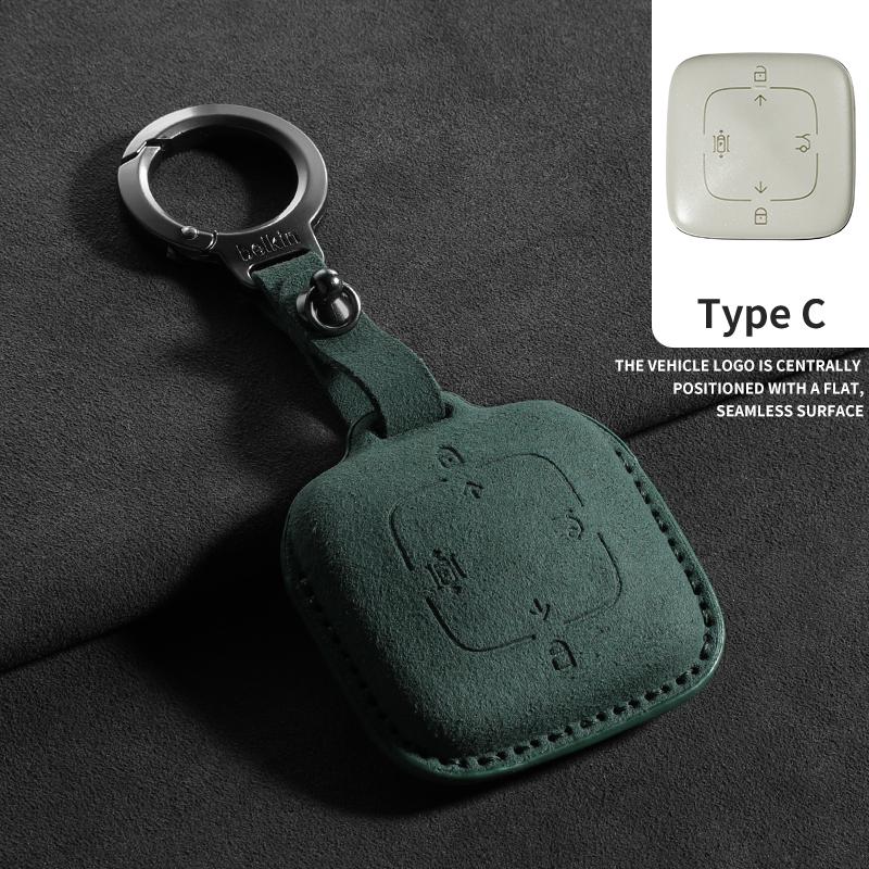4 Buttons Suede Leather Car Key Case Cover For ZEEKR X 001 007 009 7X MIX Anti-Scratch Auto Keychain Protector Shell Accessories