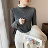 Lace semi-turtleneck top women's spring warm German velvet long-sleeved T-shirt with imitation cashmere bottoming shirt