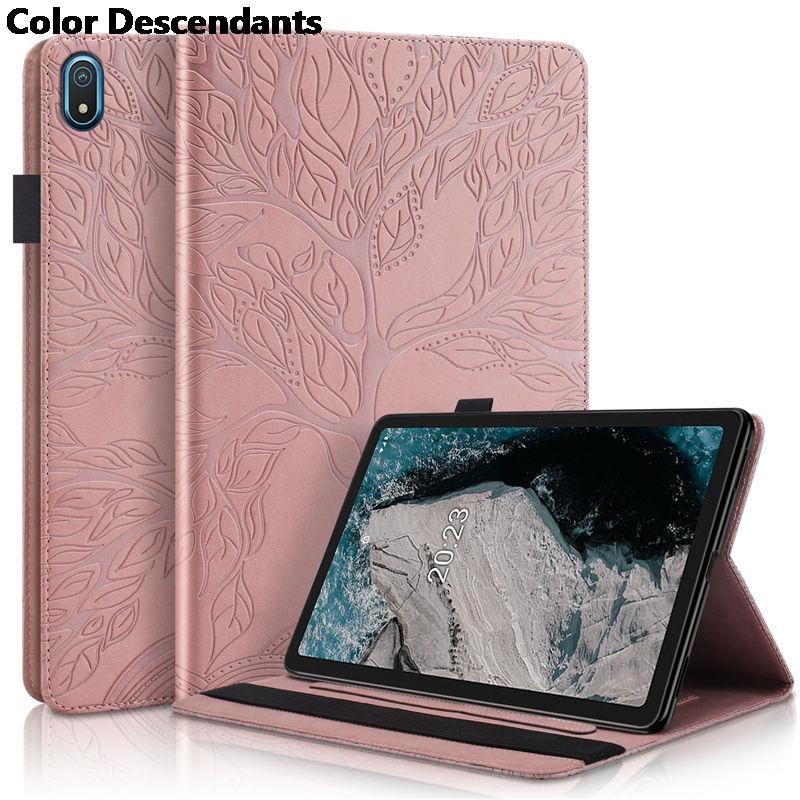 

for Nokia T20 2021 Case TA-1392 TA-1397 TA-1394 Smart Cover Tablet 3D Tree Embossed Stand Funda for Nokia T20 10.4 inch 2021 For Nokia T20 2021 рожевий колір золота