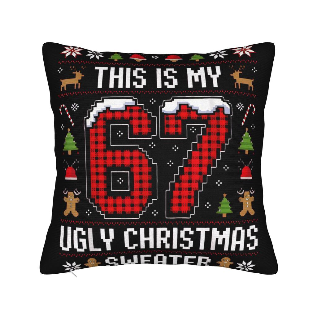 Decorative Pillowcase 67 Six Seven Christmas Bruh Funny Italian Brainrot Meme Product Pillow Case Cover Zippered Multi-Size