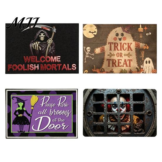 Indoor Balcony Entrance Mat 3D Halloween Rug, Spooky Welcome Absorbent Doormat, Festive Doorway Rug Non-Slip Diatomaceous Earth for Home Bathroom