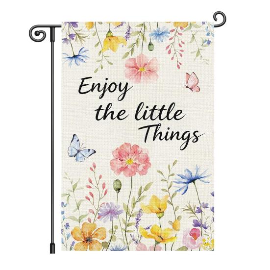 Hello Spring Floral Garden Flag 12x18 Inch Double Sided Colorful Flowers