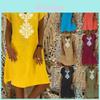 Sac à bandoulière ample et décontracté pour femme à manches courtes et col en V en lin, robe kaftan Madi pour un style de plage sans effort