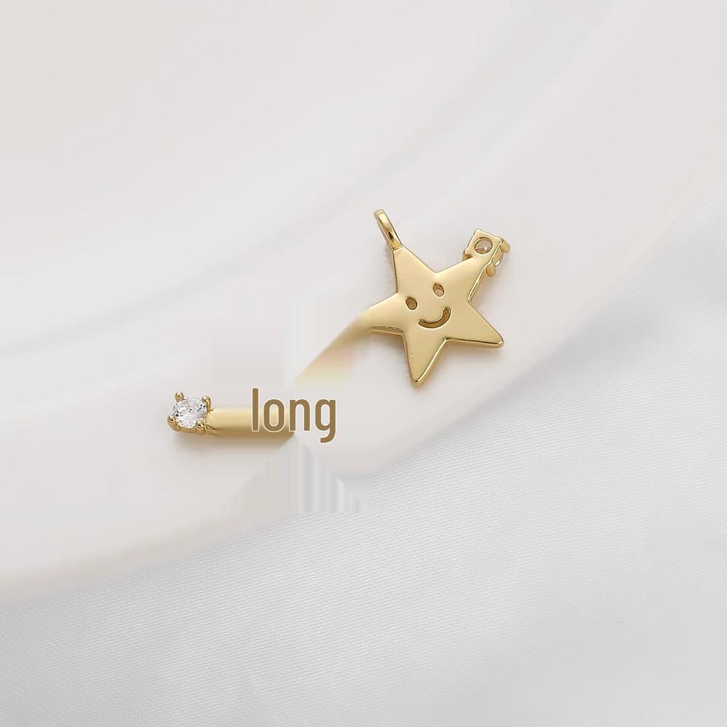 14K Gold-Filled Zircon Smiley Star Moon Charm Necklace Bracelet Pendant