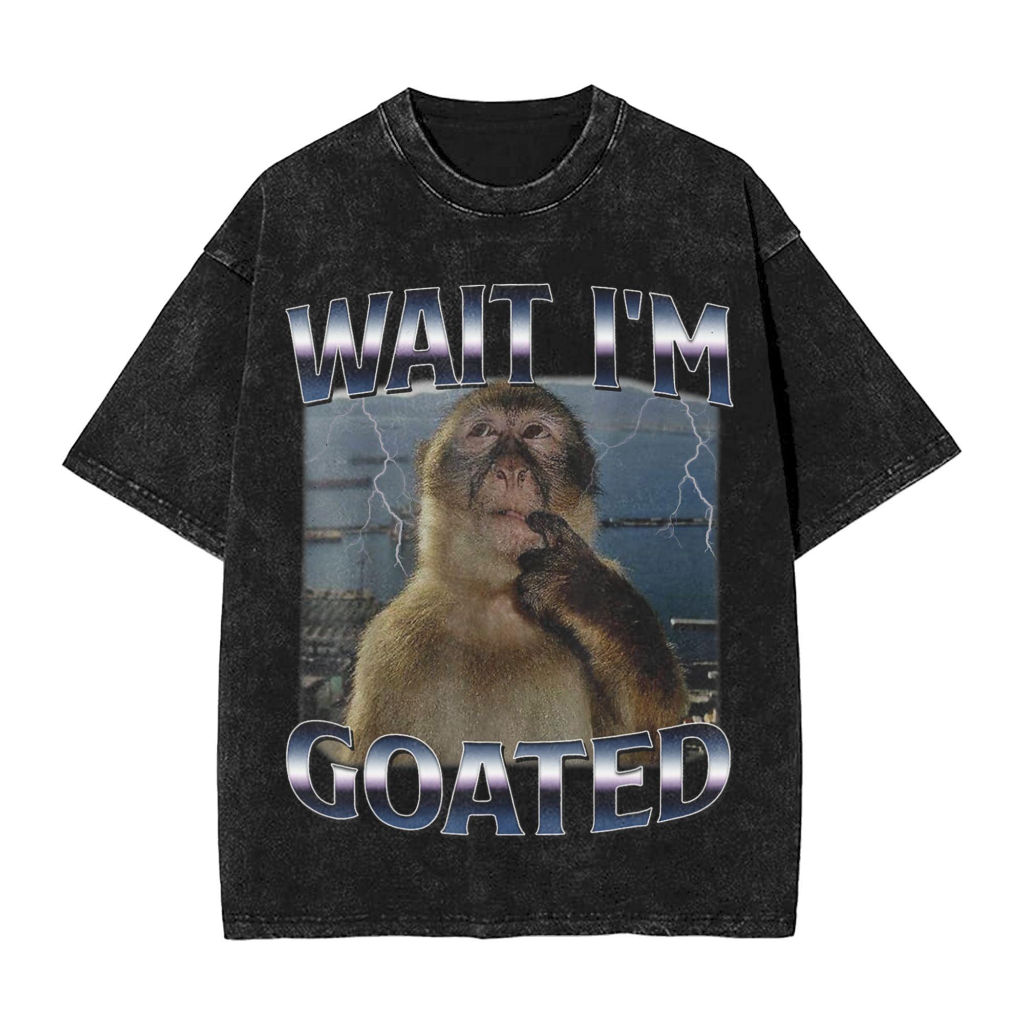 

Thinking Monkey Meme Washed T Shirt Streetwear Hip Hop Novelty TShirts Tees Unisex Women Short Sleeve Oversize S