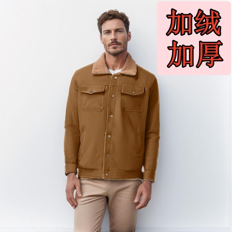 [Quick hair] Autumn and winter men's jacket velvet cotton tooling casual jacket men's coat