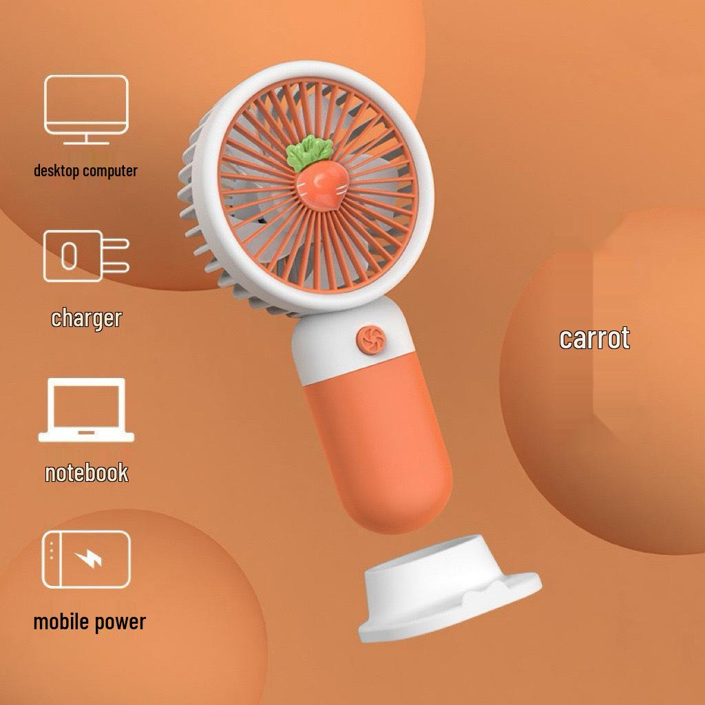 Cute Cartoon Handheld Fan & Phone Holder with Fruit & Flower Design – Portable Desktop Souvenir Gift, Rechargeable and Perfect for Lazy Days!