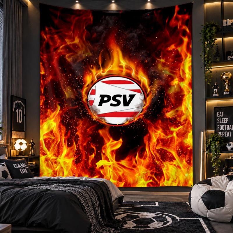 Wandbehang Wandteppich PSV Eindhoven FC Druckstoff für Wohnzimmer Schlafzimmer Heimdekoration