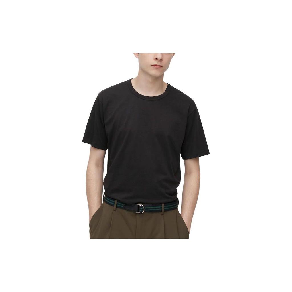 Uniqlo Solid Color Cooling Round Neck Comfortable Short Sleeve T-Shirt Men Tops Black 454315-09