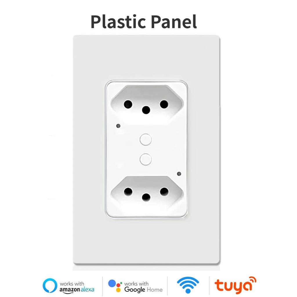 Melery Brasil WiFi Smart Stikkontakt USB Tuya Elektrisk Plugg Uttak PC/Glasspanel Alexa Google Home, Hjemmeautomasjon