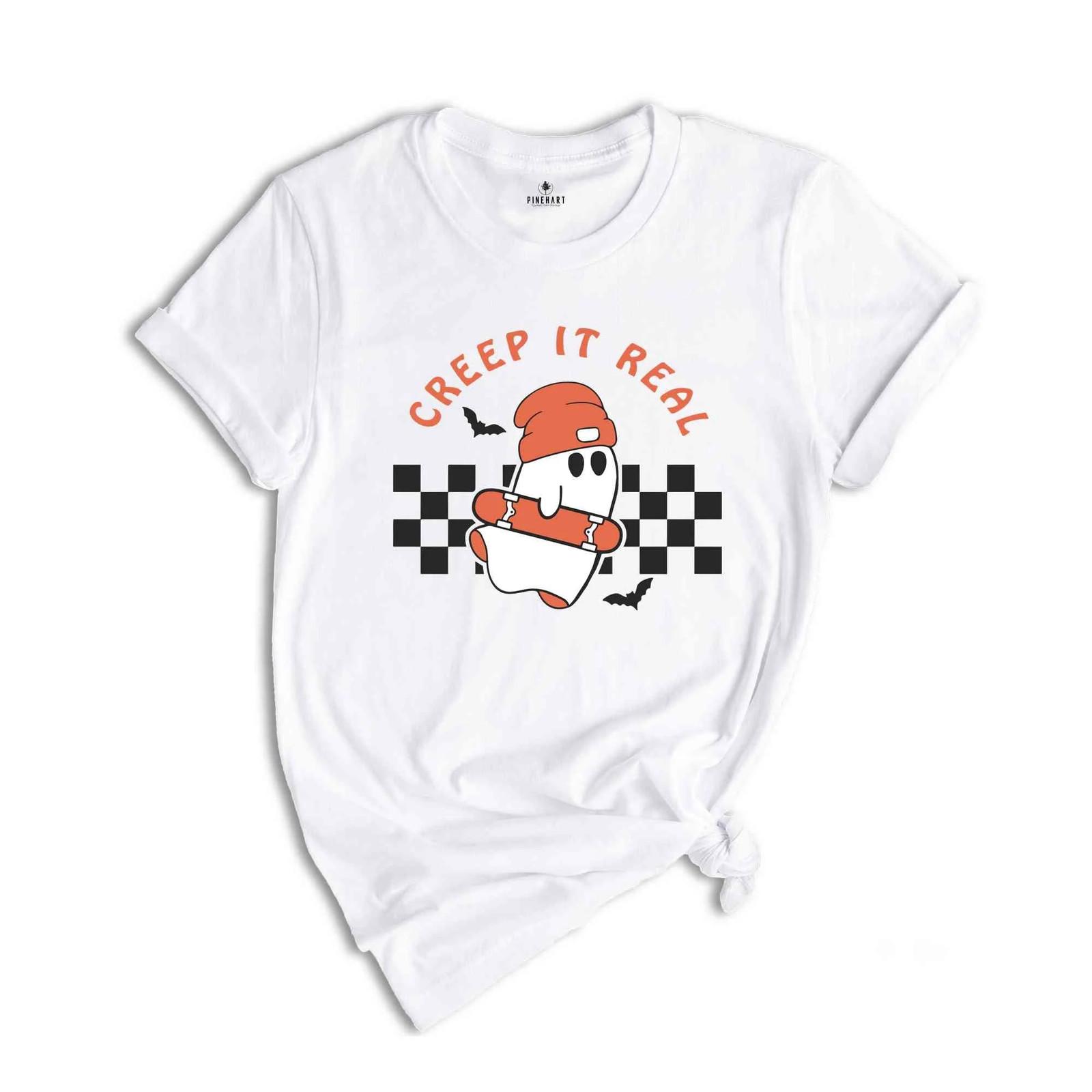 Creep It Real Halloween Shirt, Vintage Ghost Halloween Shirt, Retro Fall Shirt, S разноцветный