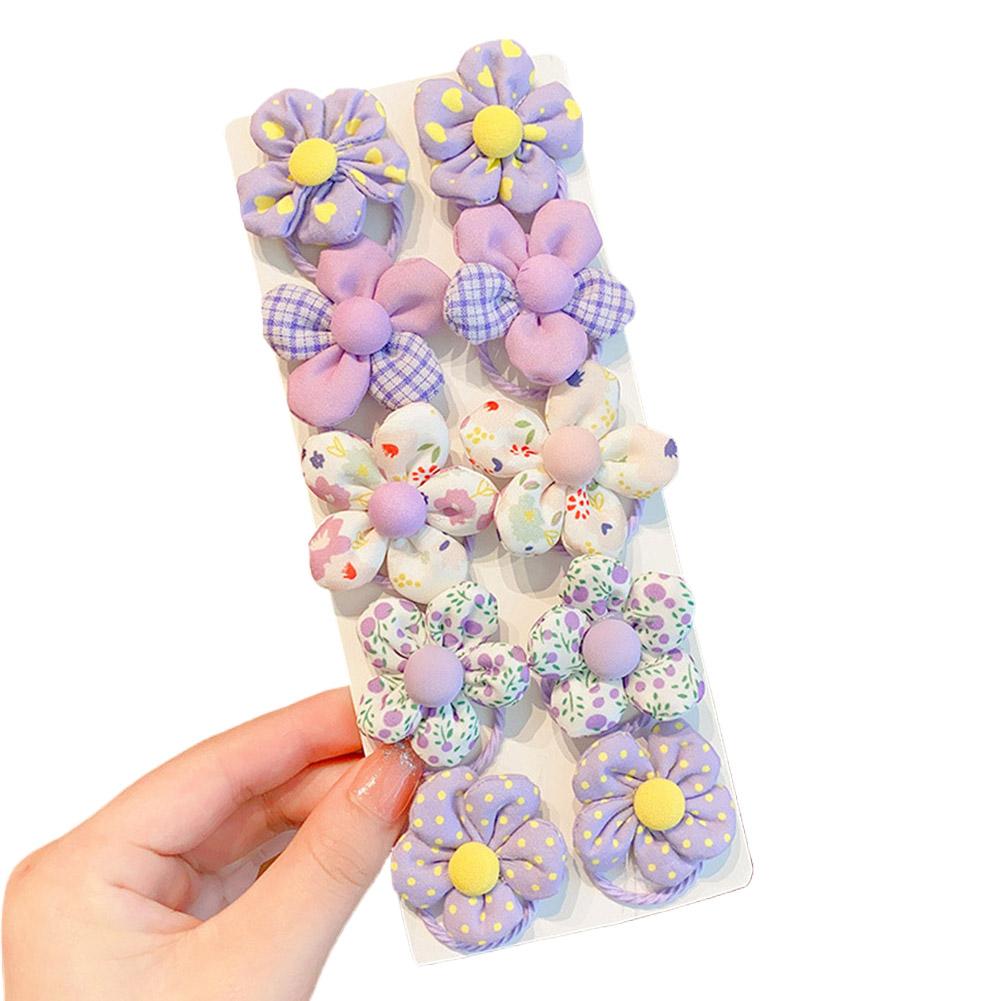 10Pcs Sweet Flower Hair Ties, Cute Bow Elastic Hair Ties for Little Girls Hair Bands Holders, Candy Color Hair Ropes Scrunchies