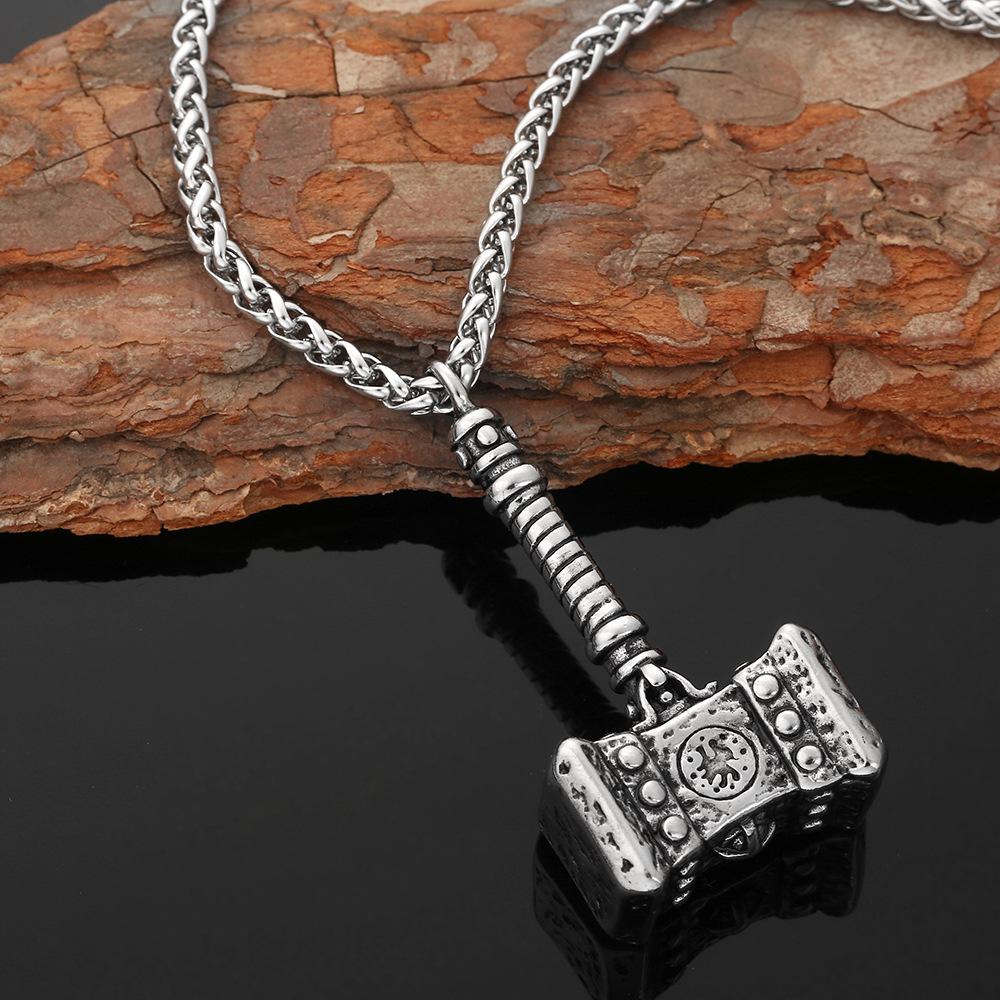 Colier cu pandantiv cu ciocanul lui Thor, viking nordic din oțel inoxidabil, bijuterii pentru bărbați 