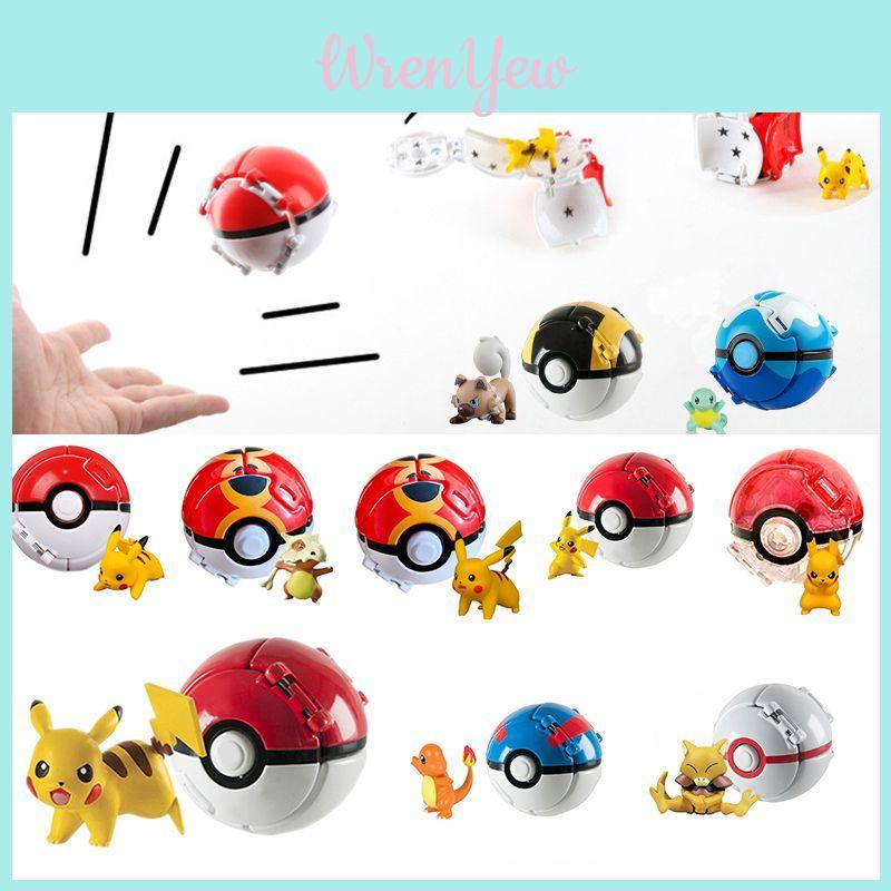 Pokemon Poke Bola Elfo Figura Modelo Brinquedo Pikachu Charmander Litten Rockruff Jogo Anime Figura