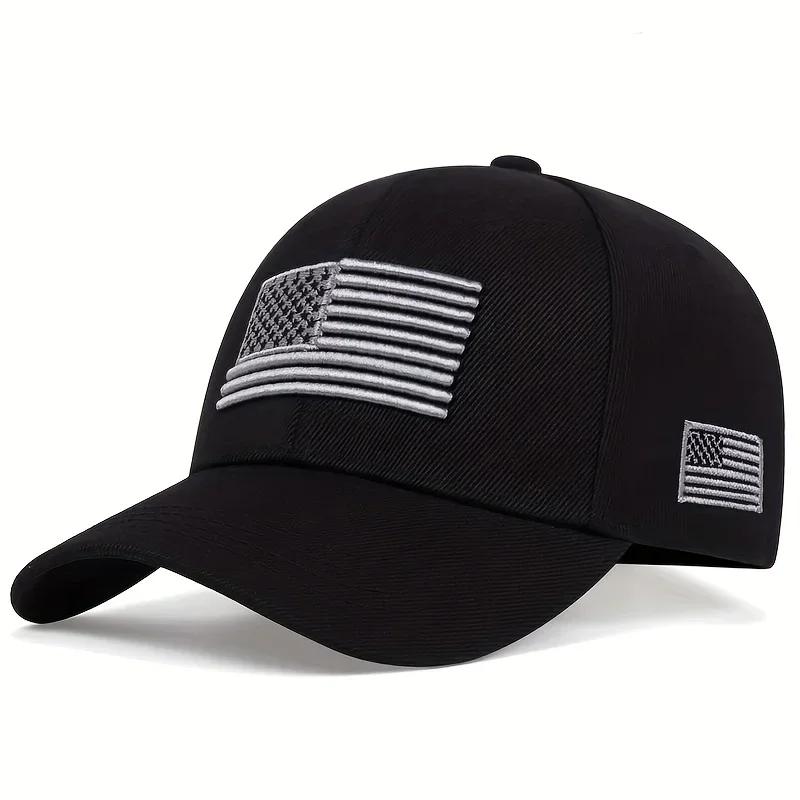 Unisex Baseballkappen mit amerikanischer Flaggenstickerei, verstellbare Freizeitkappen, Frühling und Herbst, Outdoor-Sonnenschutzhut