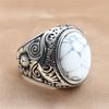 QIBAOKU Neuer Retro-Ring Titanstahl Naturtürkis Tigerauge Stein Ring Trendiger Herren Personalisierter Punk Edelstahlring