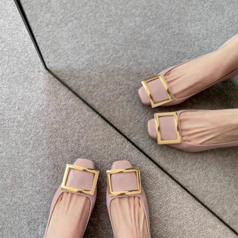 

Shoes commuter ceiling square head square buckle horseshoe thick heel single shoes women s high heels 34