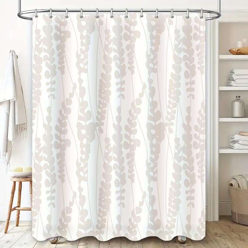 Shower Curtain Botanical Leaf Pattern Waterproof Bathroom Decor Farmhouse Style Fabric Backdrop Vintage Nature Themed Showerline