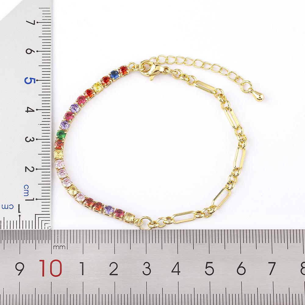Nidin Classic 5 Colors Bracelets Fashion Paperclip Link Chain Light Luxury Zircon Charm Bangle Women Jewelry Party Fine Gift