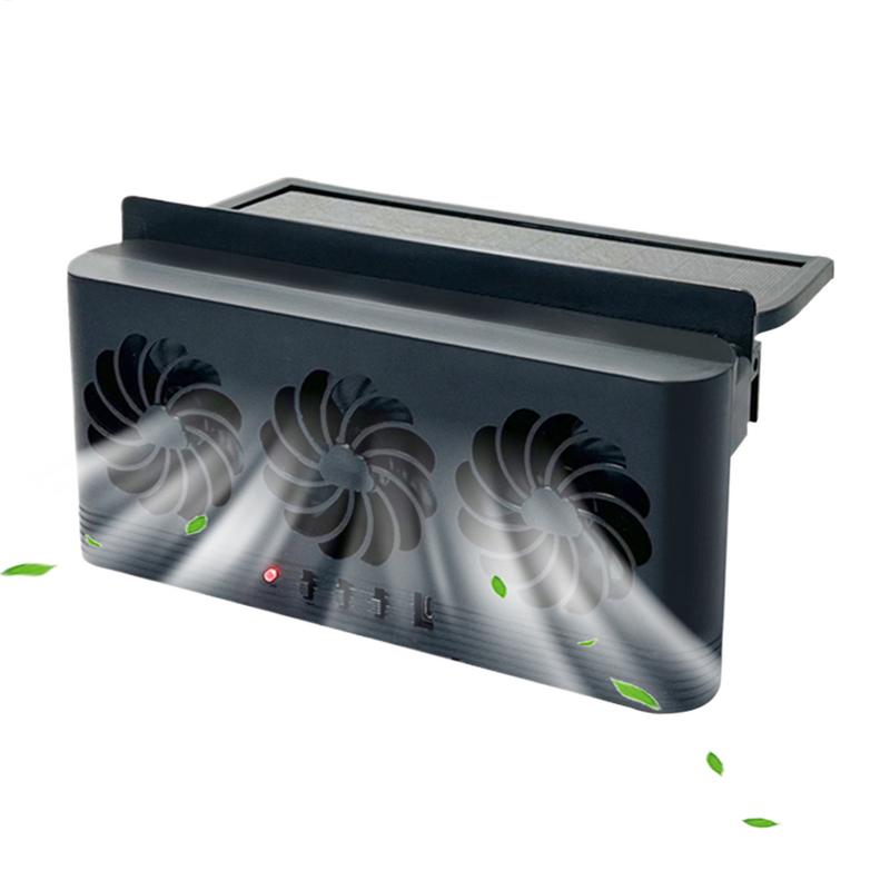 Solar Powered Car Ventilator Exhaust Fan Auto Cooling Exhaust Cycle Fan Three-Head Design Cooling Tool for RV Car SUV Truck