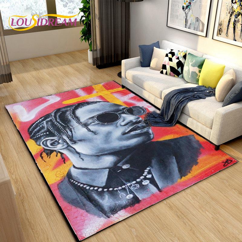 Hip Hop Art Rapper Legend Star Area Rug Large,Carpet Rug for Living Room Bedroom Sofa Doormat Decoration,Kids Non-slip Floor Mat