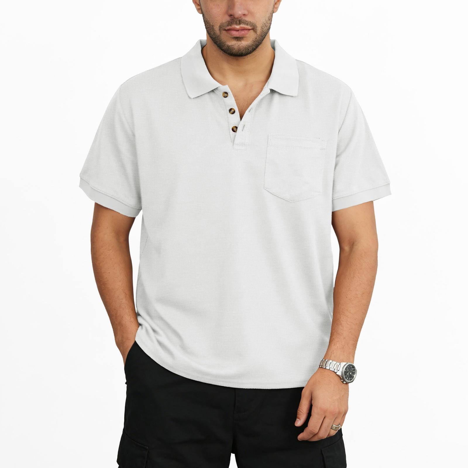 

Men s Casual Stylish Loose And Soft Breathable Check Single-pocket T-shirt XL білий