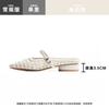 Sheepskin version! Inner heightening bag head half drag women's summer thick heel woven hollow Mary Jane cool slippers women's outer shoes