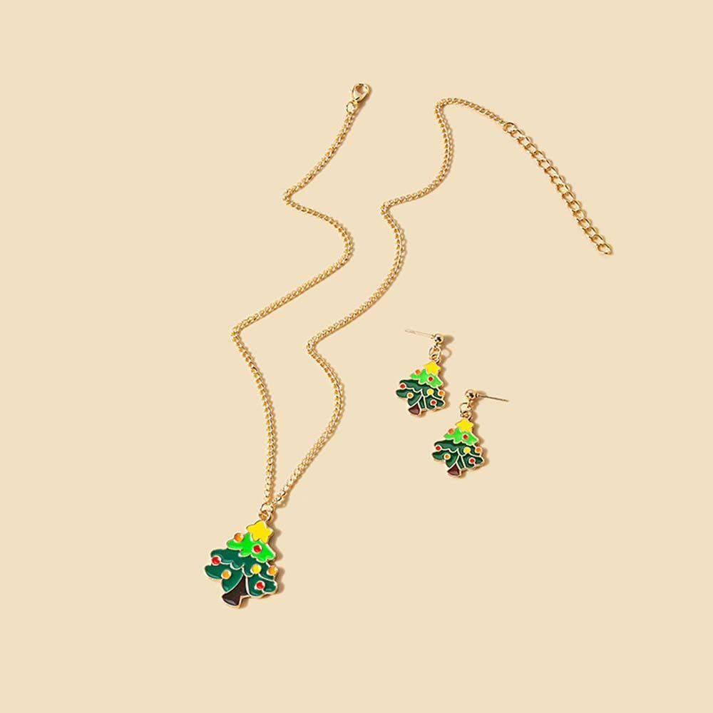 Jewelry Christmas Tree Earring Necklace Set Dangle Earring Christmas Necklace Christmas Earrings