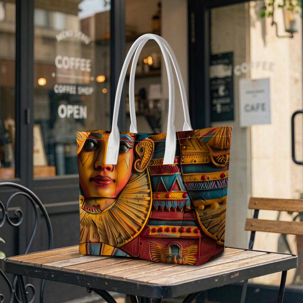 Tribal Egypt Style Printed Tote Bag Portable Daily Use Shopping Bag Fashion Casual Large Capacity Carry All Shoulder Bag
