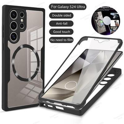 Für Magsafe Magnetische 360° Vollabdeckung Handyhülle Für Samsung Galaxy S24 S23 S22 Ultra Plus S23 S21 FE Transparent Stoßfest Capa