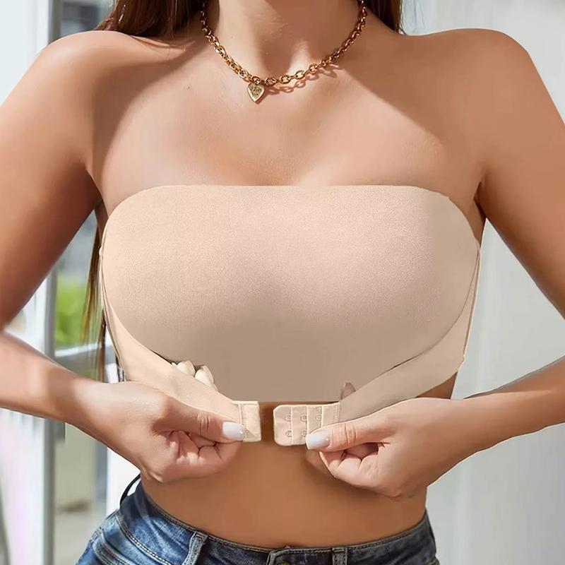 Women's Strapless Bra Seamless Front Button Bra Sexy Comfortable Anti Slip Vest Top Ladies Smooth Breathable Underwear