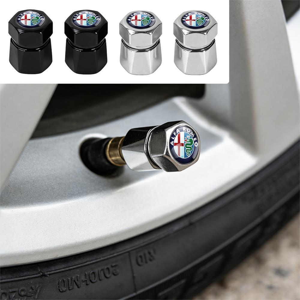 4Pcs Aluminum Car Tire Valve Caps Diamond Tyre Valve Airtight Cover Waterproof Dust For Alfa Romeo Giulietta GT 159 Automobiles Ctv122