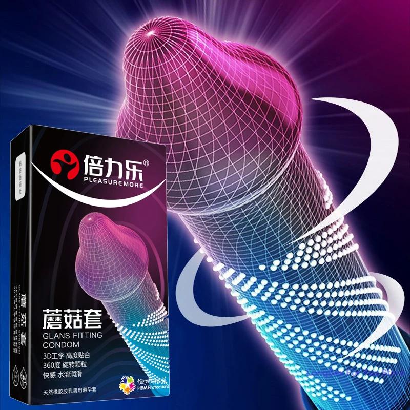 10pcs Erotic Penis Sleeve 3D Dotted Condoms Enlargement Large Particles Mushroom Condom High Sensitive Sex Toys for Men Condones