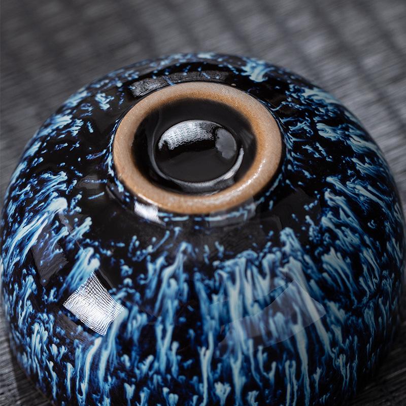 Kiln Change Ceramic Single Cup Jian Zhan Tianmu Glaze Tea Cup Tea Bowl Creative Personal Master Cup Large Tasting Cup Douli Cup