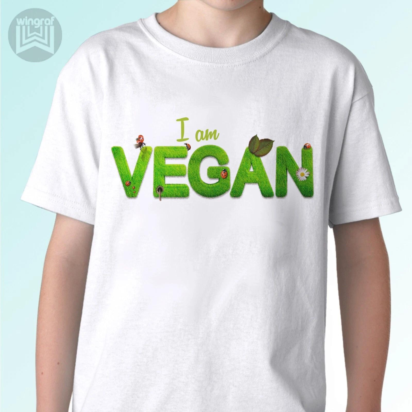 

Vegan kids boys T-Shirt top vegetarian tee veggie I am vegan Love animals nature all sizes 130
