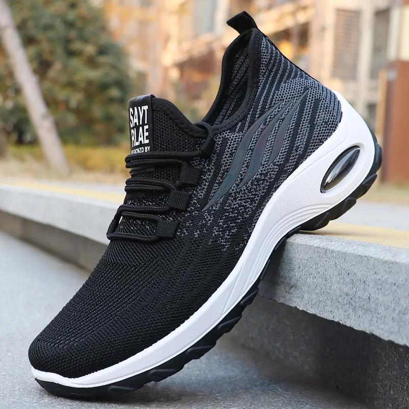

Men s spring knitted casual flat shoes breathable mesh sports men s work shoes dad designer shoes men 40-45 40