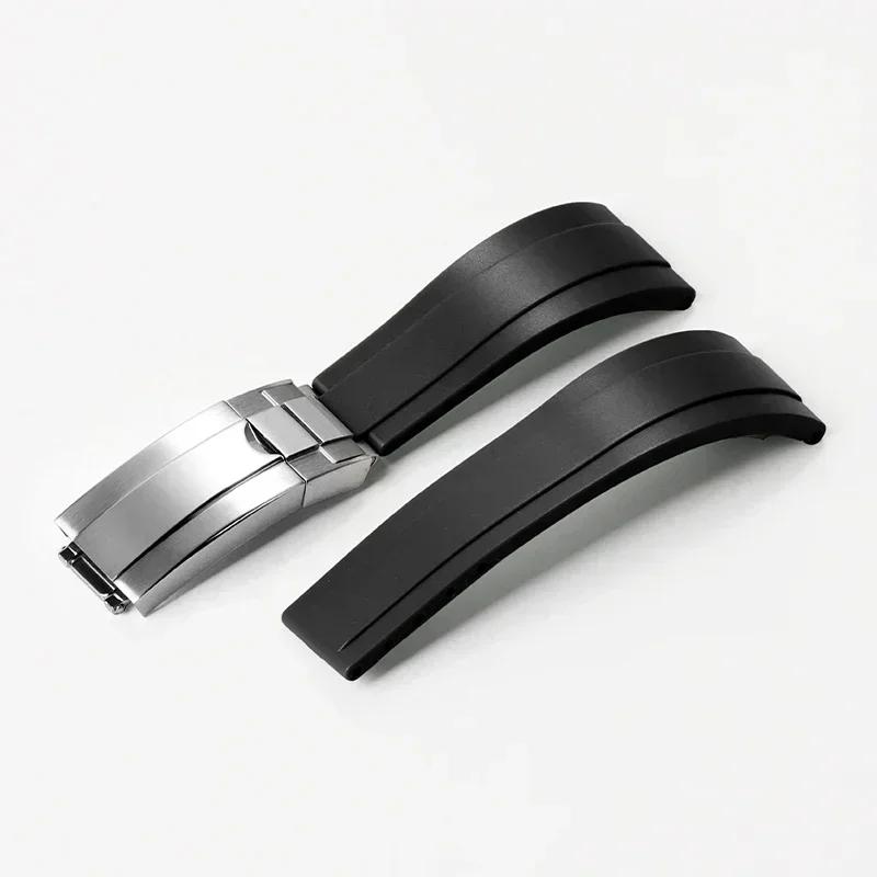 20mm Silicone Strap for Rolex GMT Daytona Submariner Diving Stainless Steel Buckle Men Women Waterproof Rubber Watch Bracelet