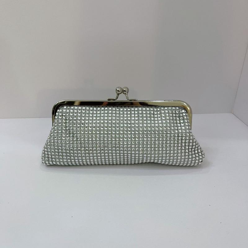 

Clearance Sale Textured Diamond Dinner Bag Rhinestone Women s Handbag Bridal Bridesmaid Dress Bag серебряный