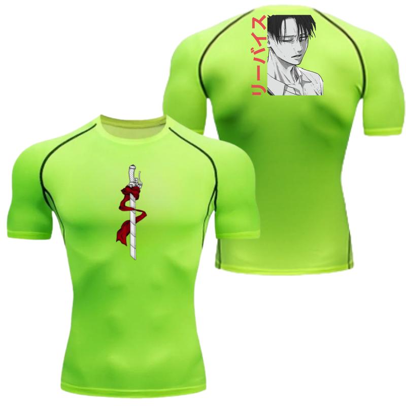 

Мужская компрессионная футболка для тренировок, быстросохнущая, с принтом Леви Аккермана, дышащая, влагоотводящая, облегающая, фитнес-футболка, устойчивая к поту XXXL