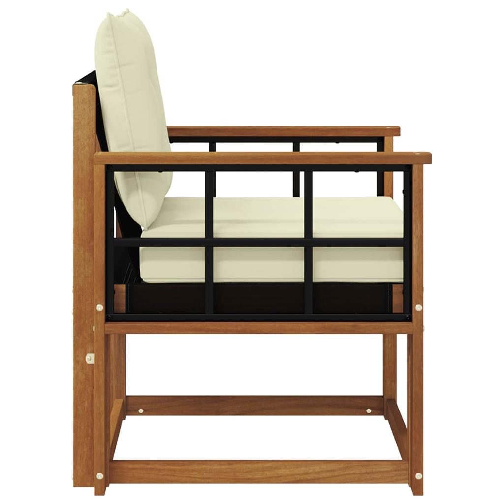 Outdoor Sofa Set Solid Acacia Wood Natural and Cream