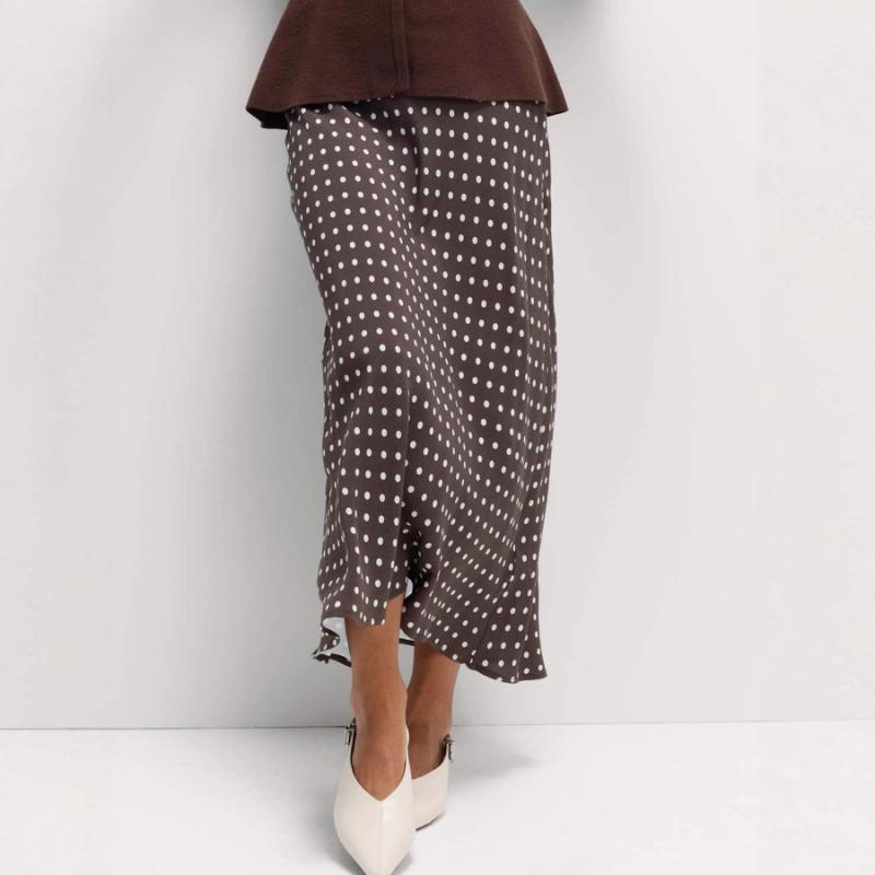 Women's Polka Dot Print Fishtail Skirt High Waist Slim Skirt Hip-covering Long Skirt