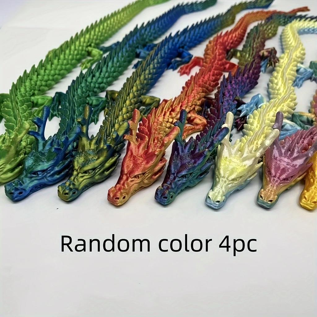 4/12pcs 3D Printed Chinese Dragon Ornament, Random Color, Ideal For Car Dashboard, Party Decoration, Festival Home Decoration